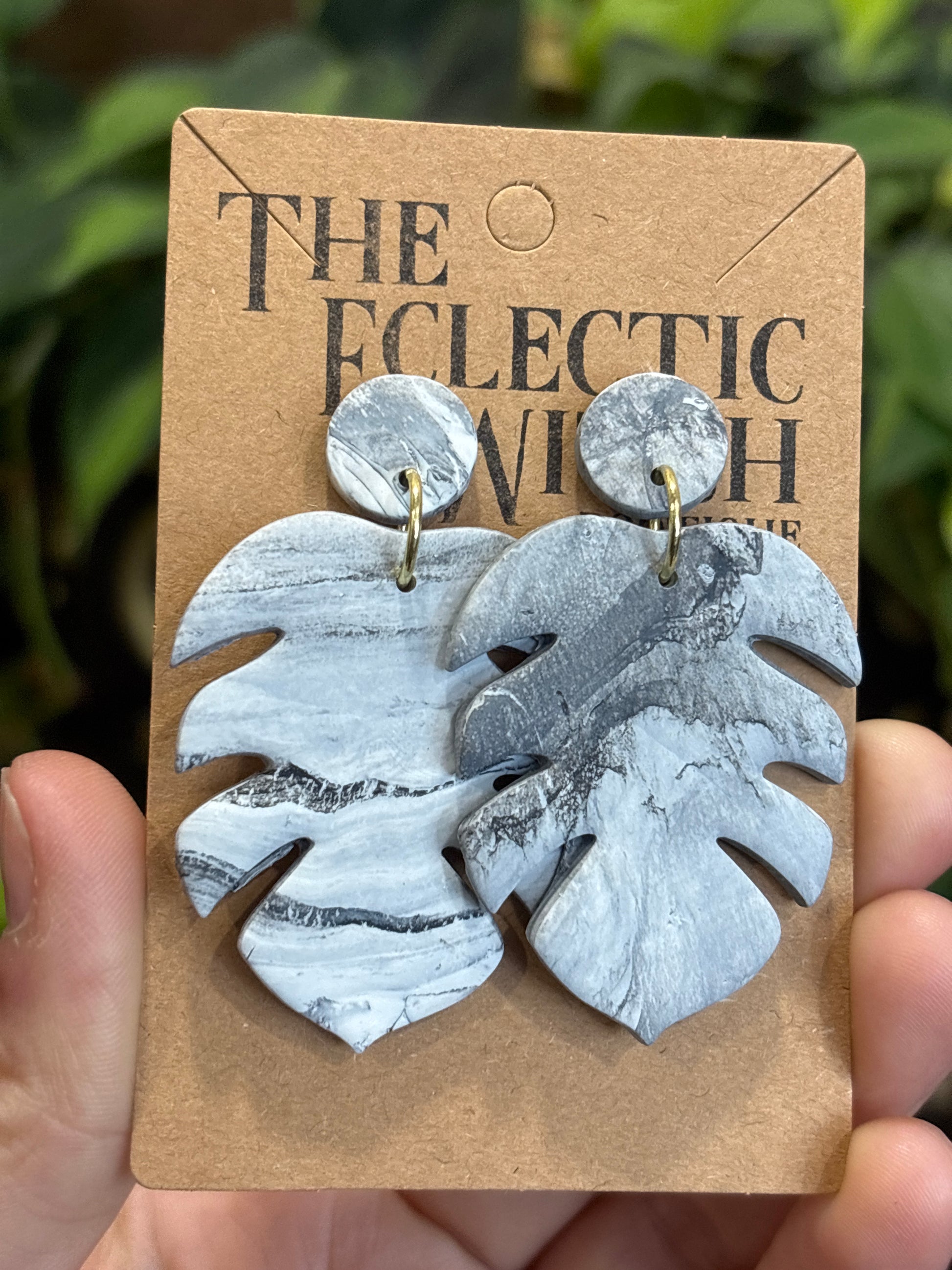 Monstera Stud Earrings