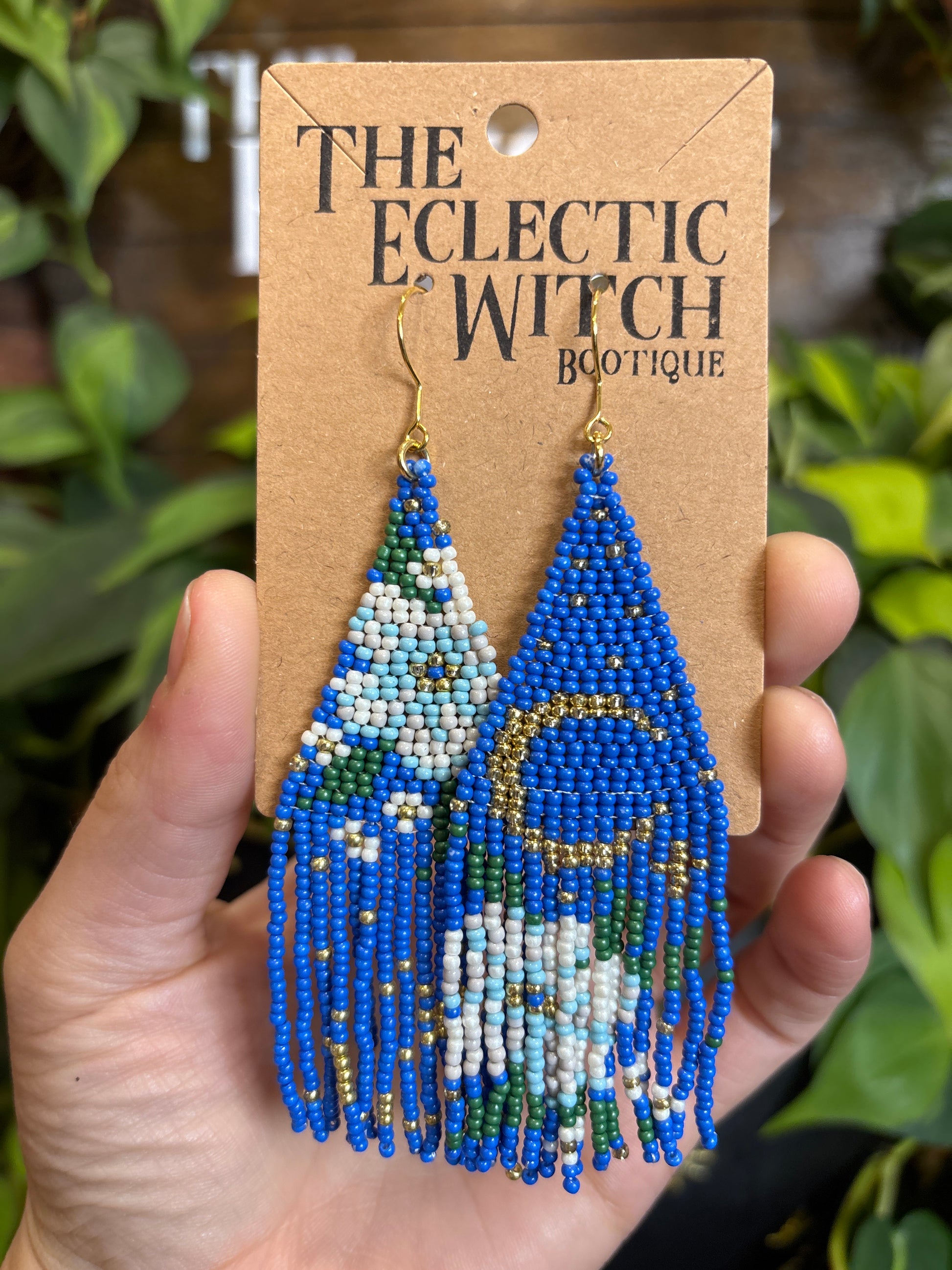 Beaded Blue Moon Earrings