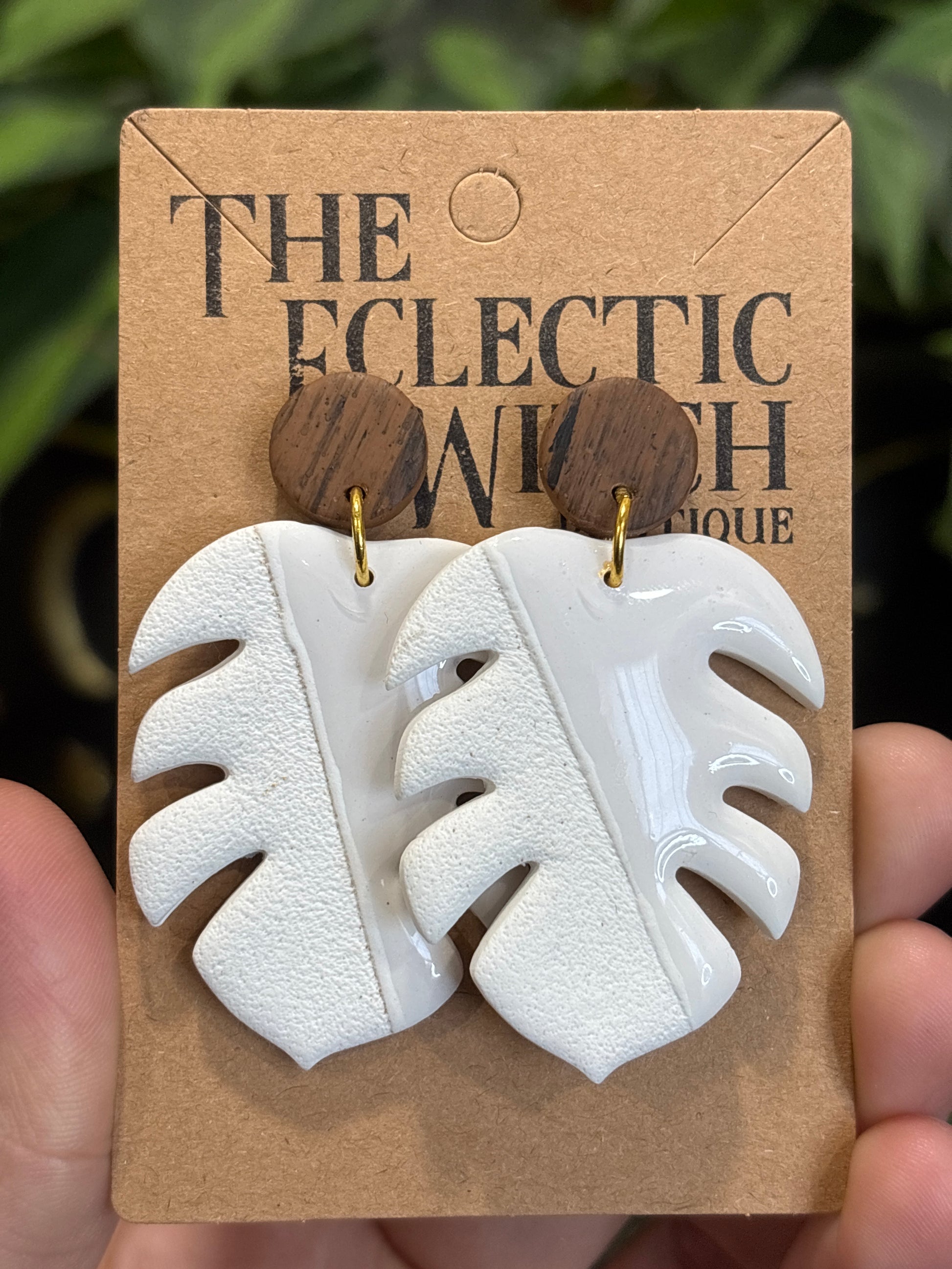 Monstera Stud Earrings