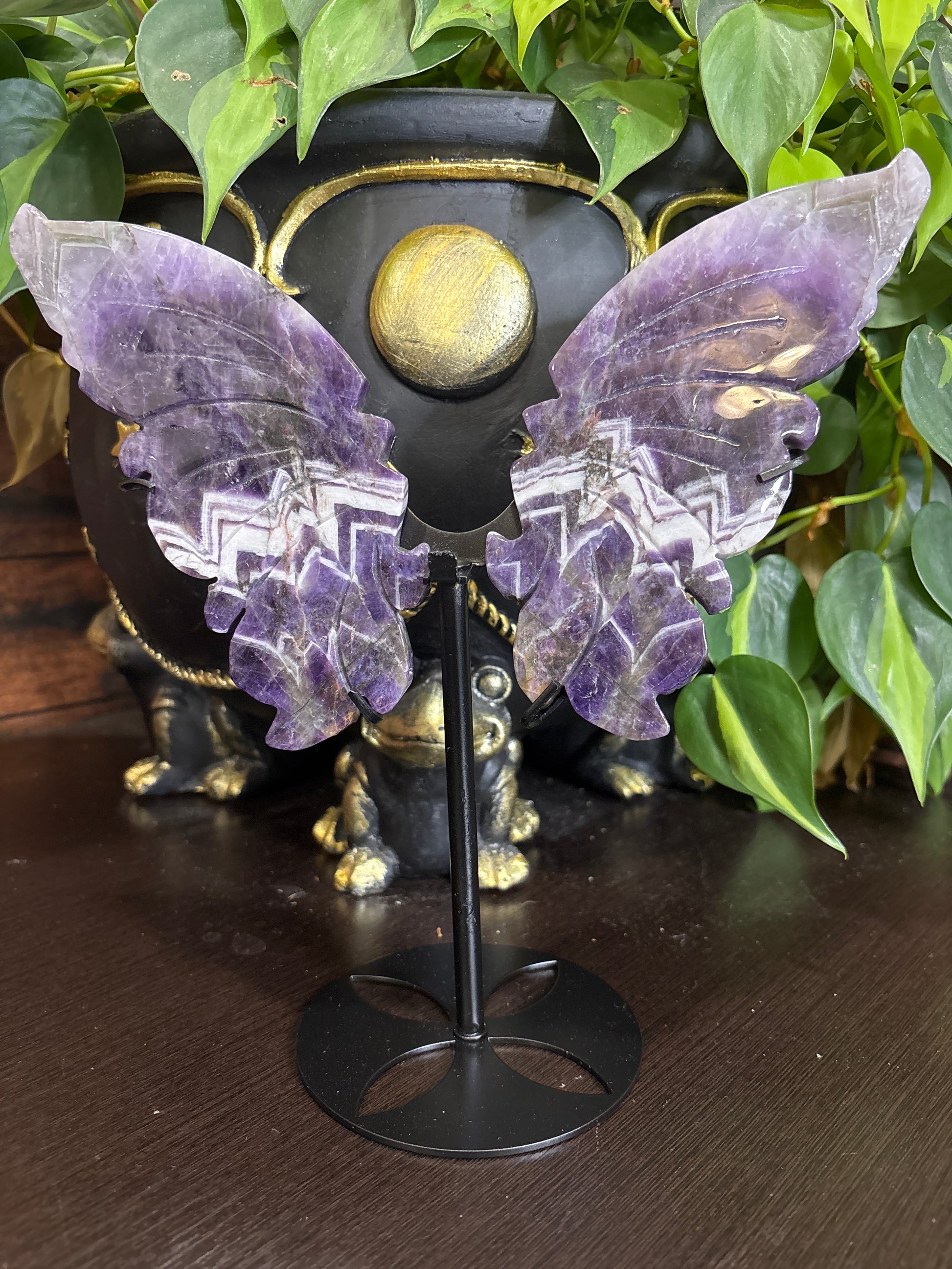 XL Chevron Amethyst Wings on Stand