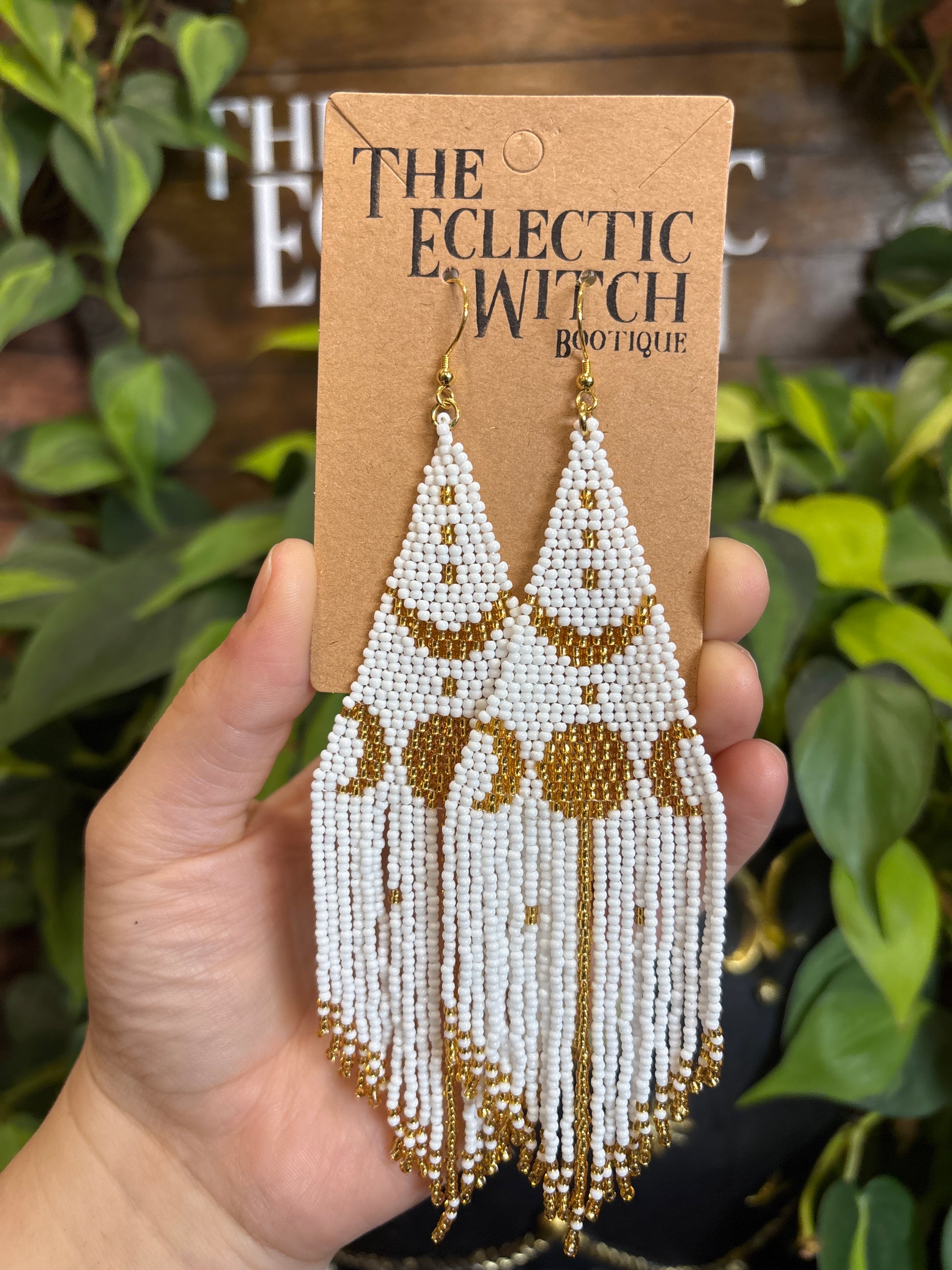Beaded Moon Phase Earrings