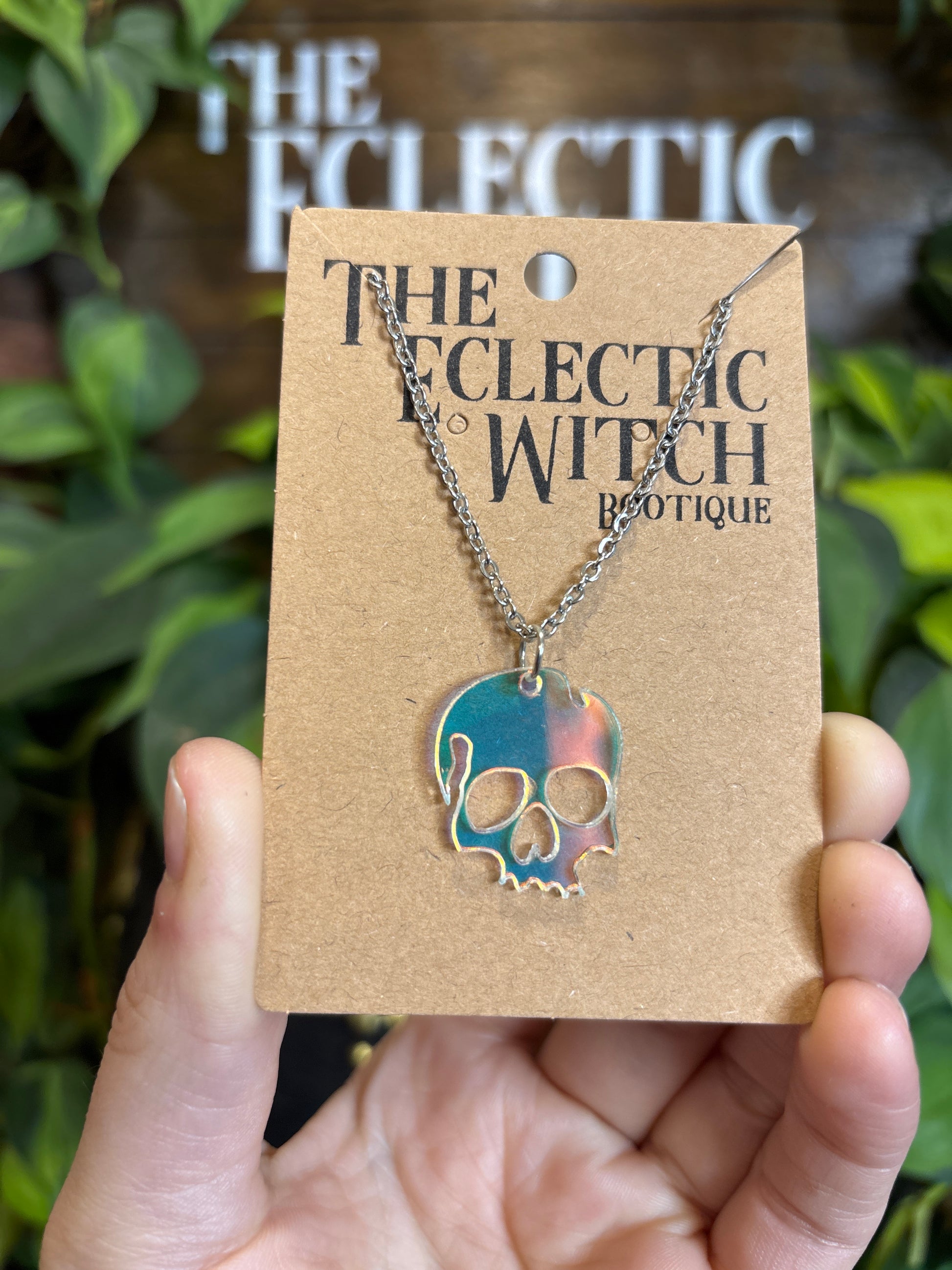 Iridescent Skull Necklace