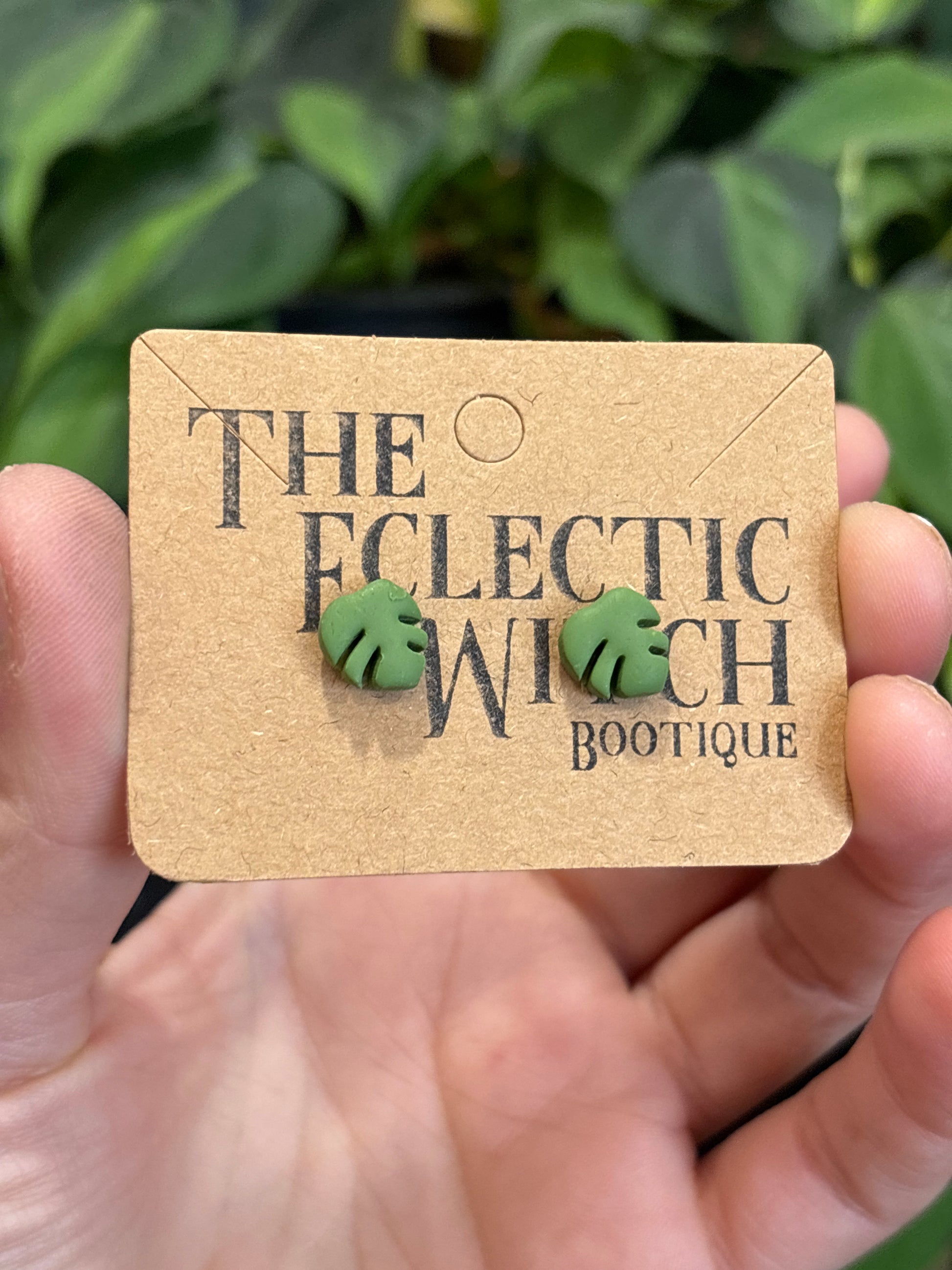 Mini Monstera Earrings