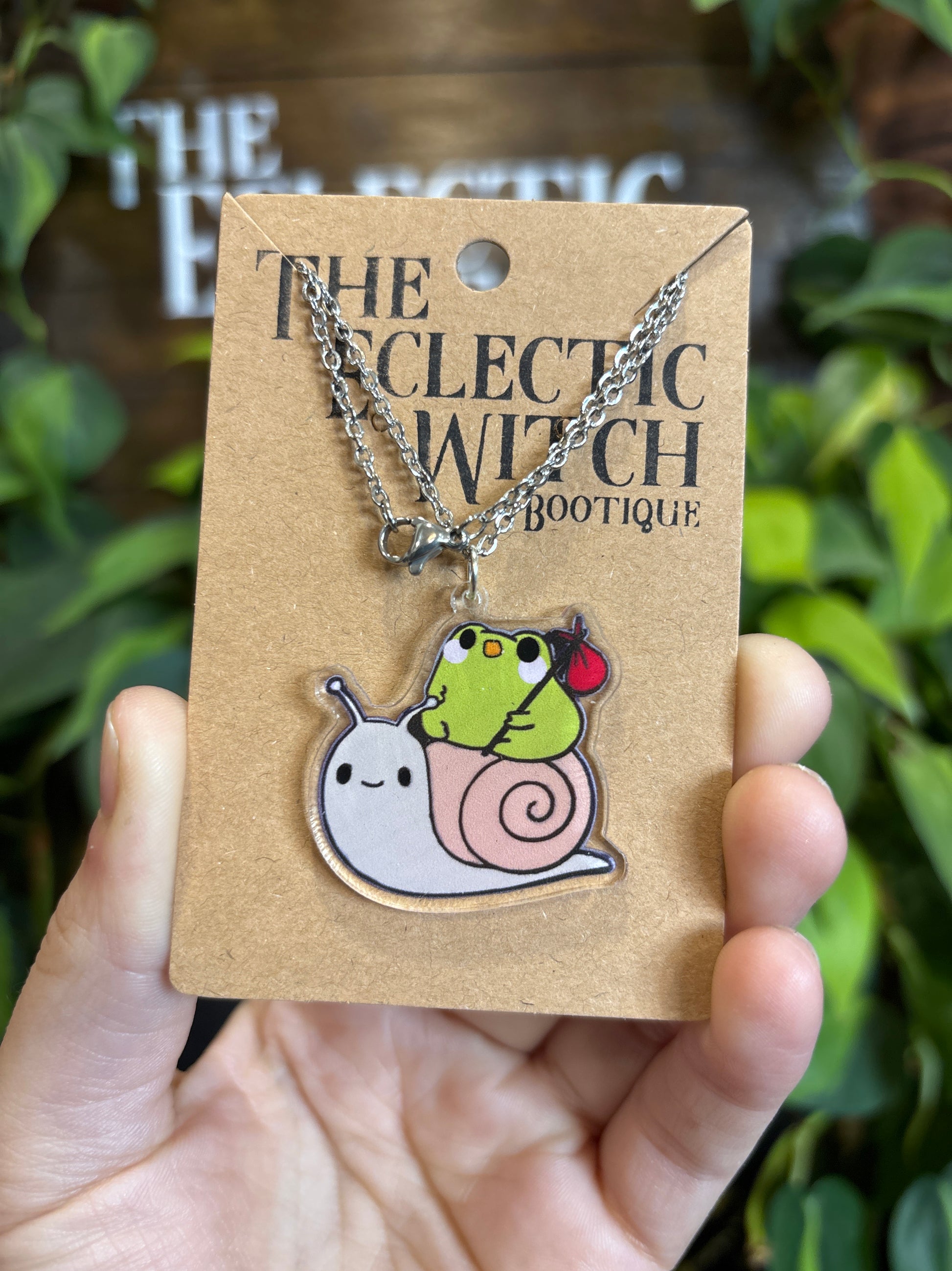Hitchin" a Ride Necklace (Snail & Frog)