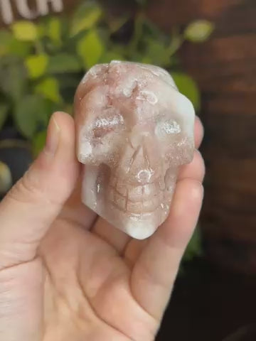 Druzy Pink Amethyst Skull